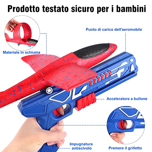 Aereo-Polistirolo-con-Pistola-Catapulta-Regalo-Natale-Aereo-Giocattolo-Aliante-Aeroplano-Schiuma-per-Bambini-Giochi-Giardino-Esterno-Allaperto-Interattivi-Gioco-Bimbi-3-4-5-6-7-8-9-10-Anni-0-1