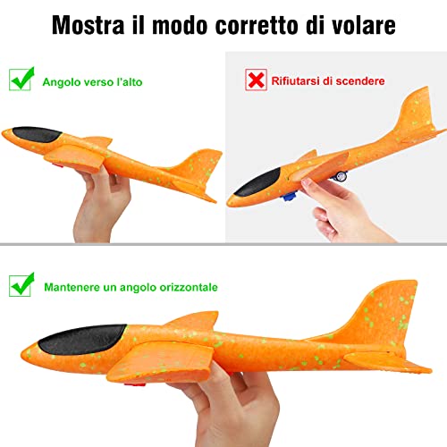 Aereo-Polistirolo-con-Pistola-Catapulta-Regalo-Natale-Aereo-Giocattolo-Aliante-Aeroplano-Schiuma-per-Bambini-Giochi-Giardino-Esterno-Allaperto-Interattivi-Gioco-Bimbi-3-4-5-6-7-8-9-10-Anni-0-2