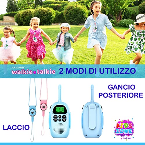 Arikaree-Radioline-Walkie-Talkie-Bambini-Ricaricabili-Professionali-3-Km-di-Portata-Giochi-Bambini-3-12-Anni-Walkie-Talkie-Batteria-Lunga-Durata-con-Caricatore-USB-e-Funzione-Torcia-0-3