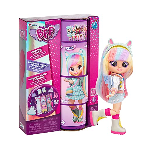 BFF-by-Cry-Babies-Jenna-Bambola-alla-moda-da-Collezione-con-Capelli-Lunghi-Vestitini-in-Tessuto-e-9-Accessori-Giocattolo-per-Bambini-e-Bambine-5-Anni-0