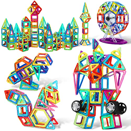 COOLJOY-Blocchi-Magnetici-117-Pezzi-Magnetici-Blocchi-Costruzioni-Giocattolo-Giocattoli-Educativi-per-Bambini-Kit-Giocattolo-Creativo-per-i-Bambini-Oltre-3-Anni-Ferris-WheelCarRobot-0