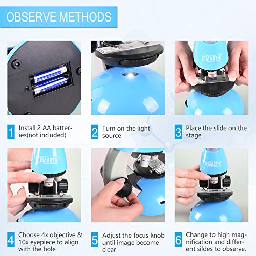 Emarth-Microscopio-per-Bambini-Studente-principiante-per-Bambini-microscopi-monoculari-40X-640X-con-Kit-di-scienze-educative-da-50-Pezzi-Supporto-Regolabile-e-Luce-a-LED-0-2