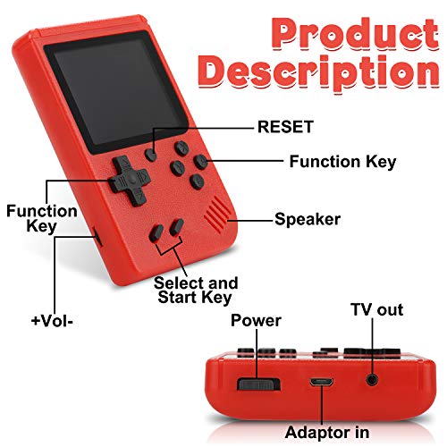 Fivejoy-Console-Portatile-400-Giochi-FC-Classici-per-Due-Giocatori-Schermo-a-Colori-da-3-Pollici-Videogiochi-Portatili-USB-Ricaricabile-Connessione-TVrosso-0-4