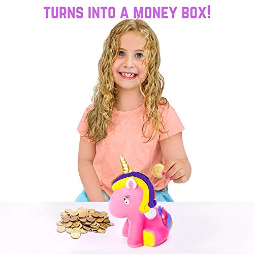 GirlZone-Regalo-Ragazza-Salvadanaio-Unicorno-Fai-da-Te-Accessorio-per-Ragazze-in-Ceramica-da-Personalizzare-Pennelli-Pittura-Gemme-Adesive-Regali-Bimba-0-1