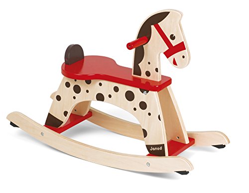 Janod-Cavallo-a-dondolo-Caramel-legno-giocattolo-per-bambini-per-acquisire-equilibrio-per-bambini-da-1-anno-in-su-J05984-colore-marrone-e-rosso-0-0