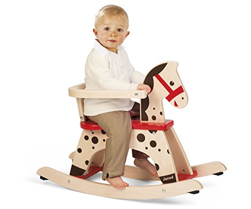 Janod-Cavallo-a-dondolo-Caramel-legno-giocattolo-per-bambini-per-acquisire-equilibrio-per-bambini-da-1-anno-in-su-J05984-colore-marrone-e-rosso-0-2