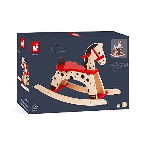 Janod-Cavallo-a-dondolo-Caramel-legno-giocattolo-per-bambini-per-acquisire-equilibrio-per-bambini-da-1-anno-in-su-J05984-colore-marrone-e-rosso-0-4