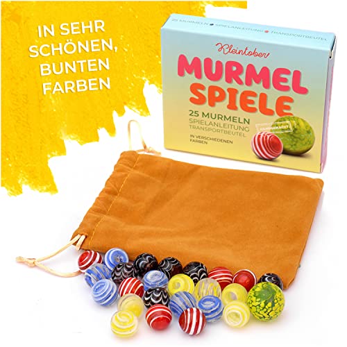 KLEINTOBER-Set-di-biglie-di-alta-qualita-per-giocare-fatto-a-mano-con-istruzioni-per-5-giochi-biglie-in-vetro-con-sacchetto-per-il-trasporto-classico-per-bambini-e-adulti-0-2