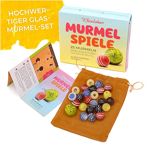 KLEINTOBER-Set-di-biglie-di-alta-qualita-per-giocare-fatto-a-mano-con-istruzioni-per-5-giochi-biglie-in-vetro-con-sacchetto-per-il-trasporto-classico-per-bambini-e-adulti-0-4
