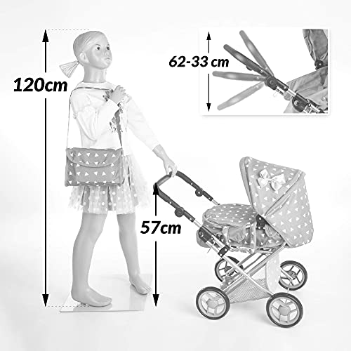 Kinderplay-Carrozzina-per-Bambole-Passeggino-per-Bambole-Altezza-Della-Maniglia-Regolabile-max62-cm-Passeggino-Giocattolo-3in1-con-Borsa-KP0200G-0-1