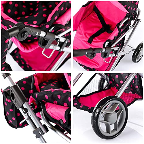 Kinderplay-Carrozzina-per-Bambole-Passeggino-per-Bambole-Altezza-Della-Maniglia-Regolabile-max62-cm-Passeggino-Giocattolo-3in1-con-Borsa-KP0200G-0-2