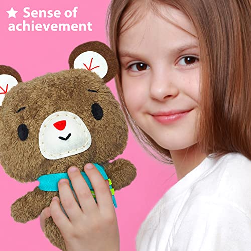 KraFun-Kit-da-cucito-per-bambini-e-principianti-include-3-bambole-di-peluche-istruzioni-e-materiali-in-feltro-per-imparare-a-cucire-abilita-di-ricamo-Teddy-Friends-0-2