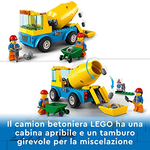 LEGO-60325-City-Great-Vehicles-Autobetoniera-Camion-Giocattolo-Giochi-per-Bambini-dai-4-Anni-in-su-con-Veicoli-da-Cantiere-0-1