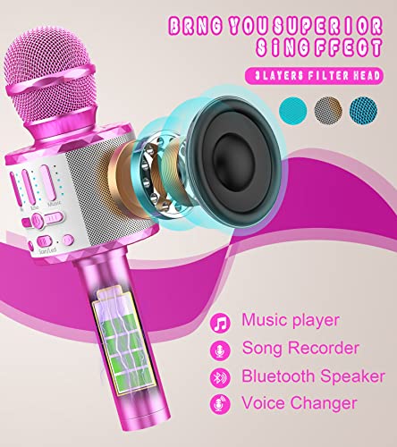 Microfono-Karaoke-MicQutr-Bluetooth-Microfoni-Karaoke-Wireless-per-Bambini-Microfono-Karaoke-LED-per-Adulti-Dispositivo-Karaoke-KTV-da-Casa-Microfono-Bambina-Giochi-Bambini-3-4-5-6-7-8-9-10-Anni-0-1