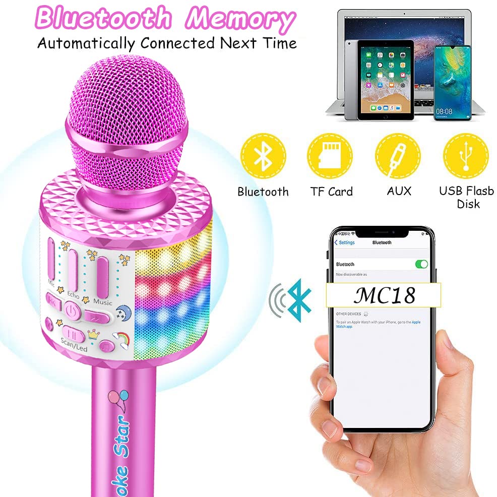 Microfono-Karaoke-MicQutr-Bluetooth-Microfoni-Karaoke-Wireless-per-Bambini-Microfono-Karaoke-LED-per-Adulti-Dispositivo-Karaoke-KTV-da-Casa-Microfono-Bambina-Giochi-Bambini-3-4-5-6-7-8-9-10-Anni-0-3