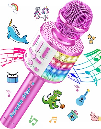 Microfono-Karaoke-MicQutr-Bluetooth-Microfoni-Karaoke-Wireless-per-Bambini-Microfono-Karaoke-LED-per-Adulti-Dispositivo-Karaoke-KTV-da-Casa-Microfono-Bambina-Giochi-Bambini-3-4-5-6-7-8-9-10-Anni-0