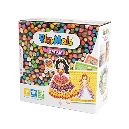 PlayMais-Mosaic-Dream-Princess-Kit-per-Costruzioni-da-3-Anni-in-su-I-Circa-2300-Pezzi-e-6-Modelli-di-Mosaico-con-Principesse-I-stimola-creativita-e-abilita-motorie-I-Giocattolo-Naturale-0
