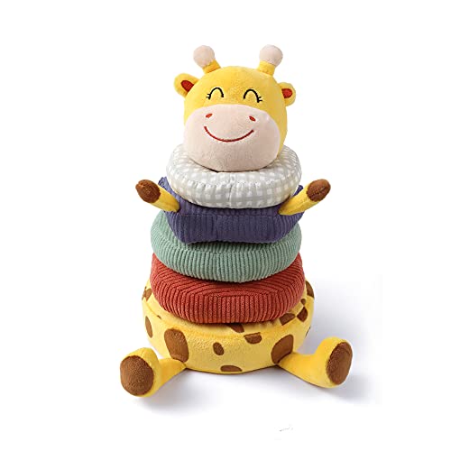 TUMAMA-Giraffe-Sonagli-e-Anelli-di-PeluchesPeluche-Impilabile-Sonaglino-NeonatiGiocattoli-Prima-Infanzia-con-Il-Suono-Sonaglio-Peluche-Giocattolo-Animali-Morbidi-Regalo-per-Neonati-e-Bambini-0-3