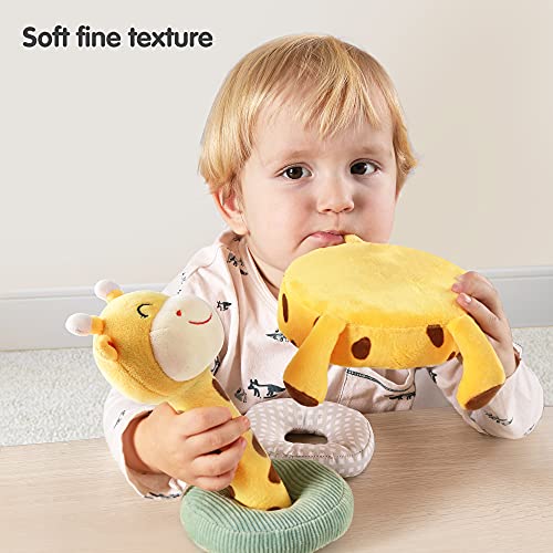 TUMAMA-Giraffe-Sonagli-e-Anelli-di-PeluchesPeluche-Impilabile-Sonaglino-NeonatiGiocattoli-Prima-Infanzia-con-Il-Suono-Sonaglio-Peluche-Giocattolo-Animali-Morbidi-Regalo-per-Neonati-e-Bambini-0-4