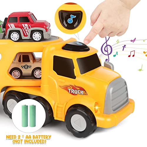 Aoskie-Camion-Macchinine-per-Bambini-2-3-4-Anni-5-in-1-Camion-Giocattolo-con-Suoni-e-Luci-4-Mini-Cars-Giocattolo-Regalo-per-Bambino-0-3