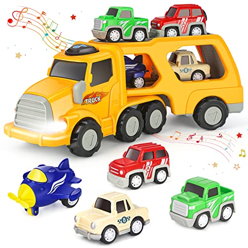 Aoskie-Camion-Macchinine-per-Bambini-2-3-4-Anni-5-in-1-Camion-Giocattolo-con-Suoni-e-Luci-4-Mini-Cars-Giocattolo-Regalo-per-Bambino-0