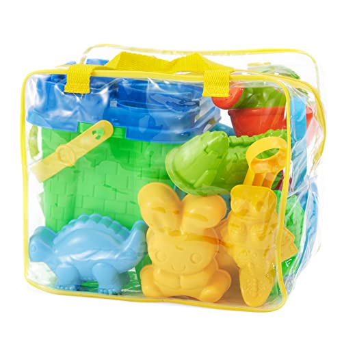 BRAMBLE-Set-da-13-Giochi-Spiaggia-Secchiello-da-Spiaggia-per-Bambini-Include-Robusta-Borsa-in-PVC-0