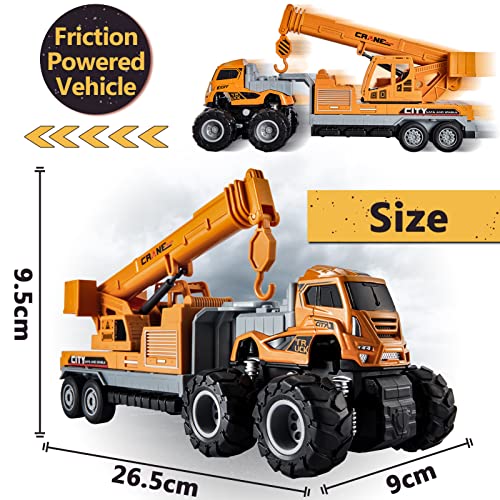 HERSITY-Camion-con-Gru-Giocattolo-Veicoli-da-Cantiere-MetalloPlastica-Gioco-Macchinine-Regalo-Bambini-Bambino-3-4-5-Anni-Maschio-0-3