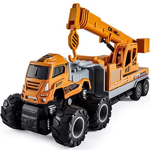 HERSITY-Camion-con-Gru-Giocattolo-Veicoli-da-Cantiere-MetalloPlastica-Gioco-Macchinine-Regalo-Bambini-Bambino-3-4-5-Anni-Maschio-0