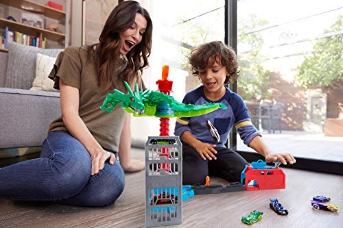 Hot-Wheels-City-Attacco-Aereo-del-DragoPlayset-Motorizzato-con-Suoni-e-1-Macchinina-Giocattolo-per-Bambini-3Anni-Multicolore-GJL13-0-0