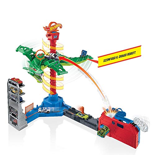 Hot-Wheels-City-Attacco-Aereo-del-DragoPlayset-Motorizzato-con-Suoni-e-1-Macchinina-Giocattolo-per-Bambini-3Anni-Multicolore-GJL13-0-3