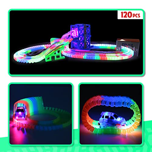 Pista-Macchinine-Luminosa-Giocattolo-Pista-Flessibile-Macchinine-120-Pezzi-Piste-Giocattolo-con-1-Pista-Cars-Sollevamento-Pendenza-Luminosa-di-Gioco-Fluorescente-Regalo-per-Bambini-3-4-5-Anni-0-0